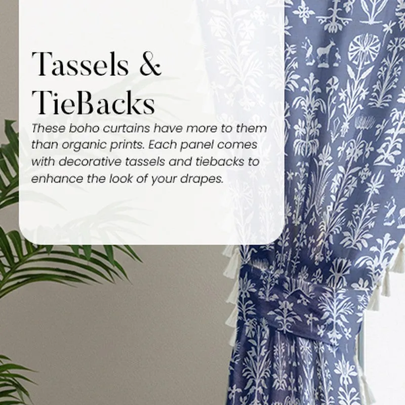 Urban Space Twigs Semi Sheer Curtain - Indigo Blue media 9