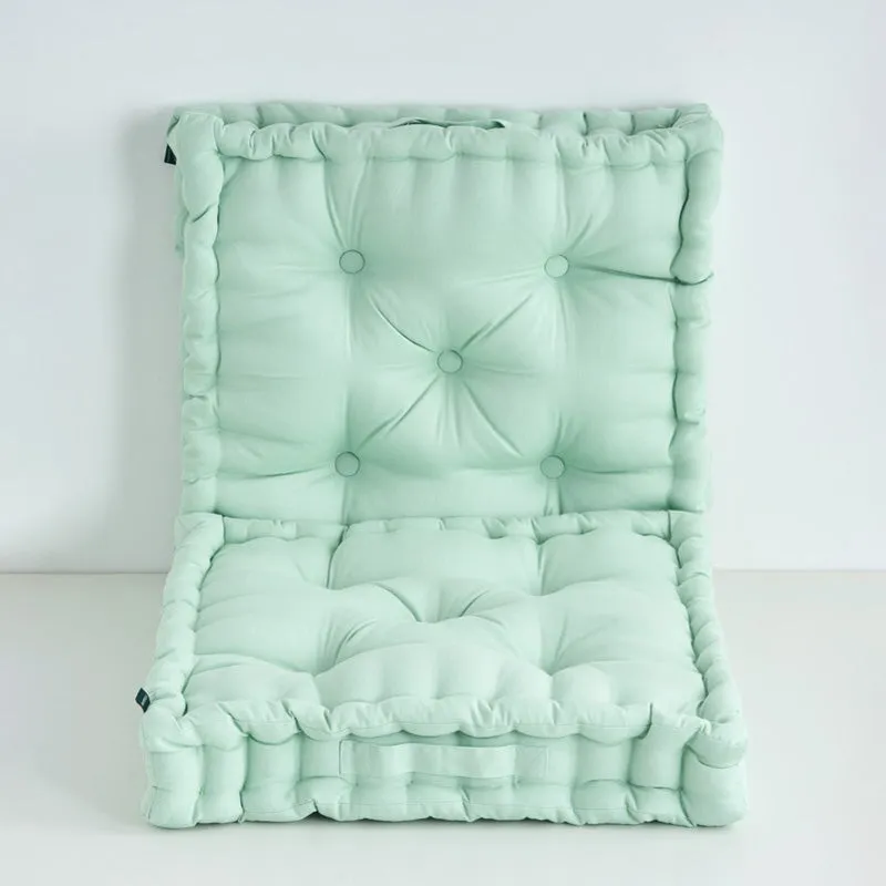 Fluffscape Solid Cotton Floor Cushion (Sage Green) - Set Of Two media 3