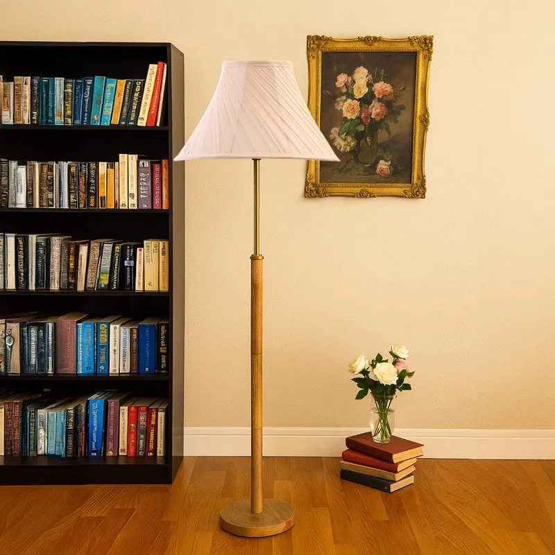 Olive Wood Wooden Floor Lamp - White media 4