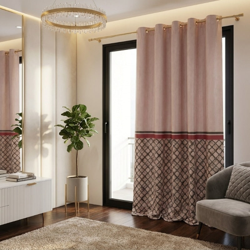 Noble Rose Satin Curtain with Lining