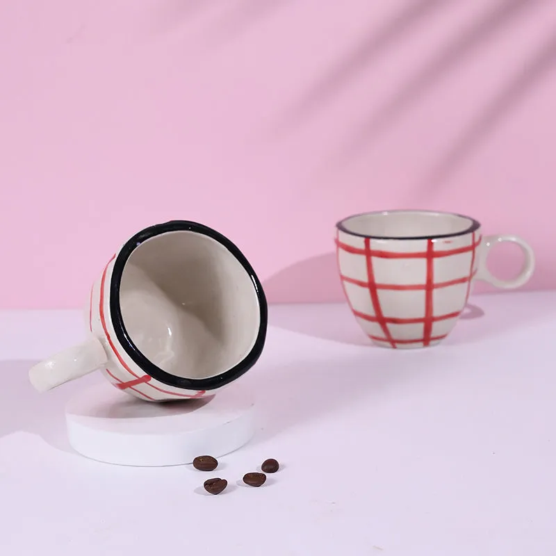 Riccardo Ceramic Tea Cup (200 mL) - Red,White media 4