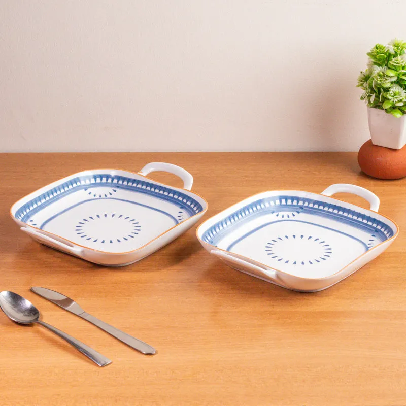 Blue Rim Porcelain Platter - Set Of Two media 3