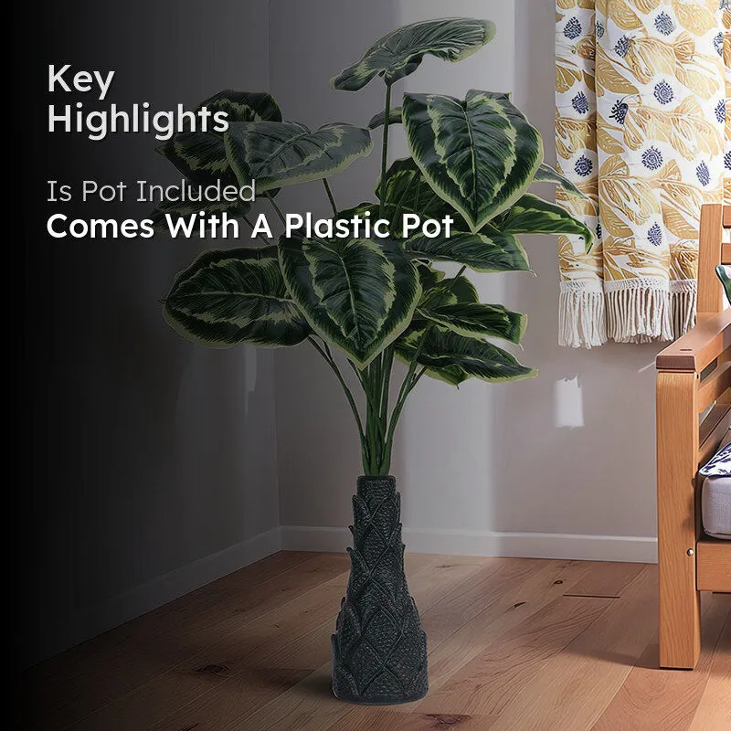 Infinita Artificial Money Plant III With Black Plastic Pot (Yellow,Dark Green) - 3 Feet media 2