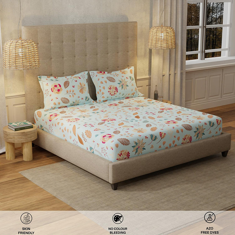Urban Space Florence Sky Blue Cotton Bedsheet - 200 TC media 5