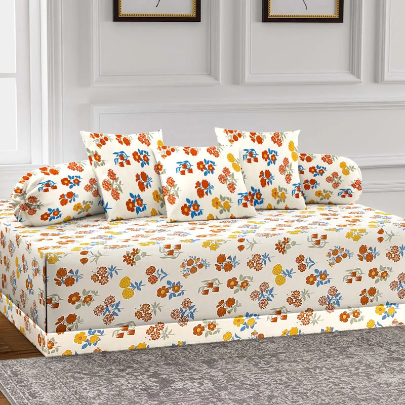 Busy Blooms Diwan Set - Six Piece Set media 1