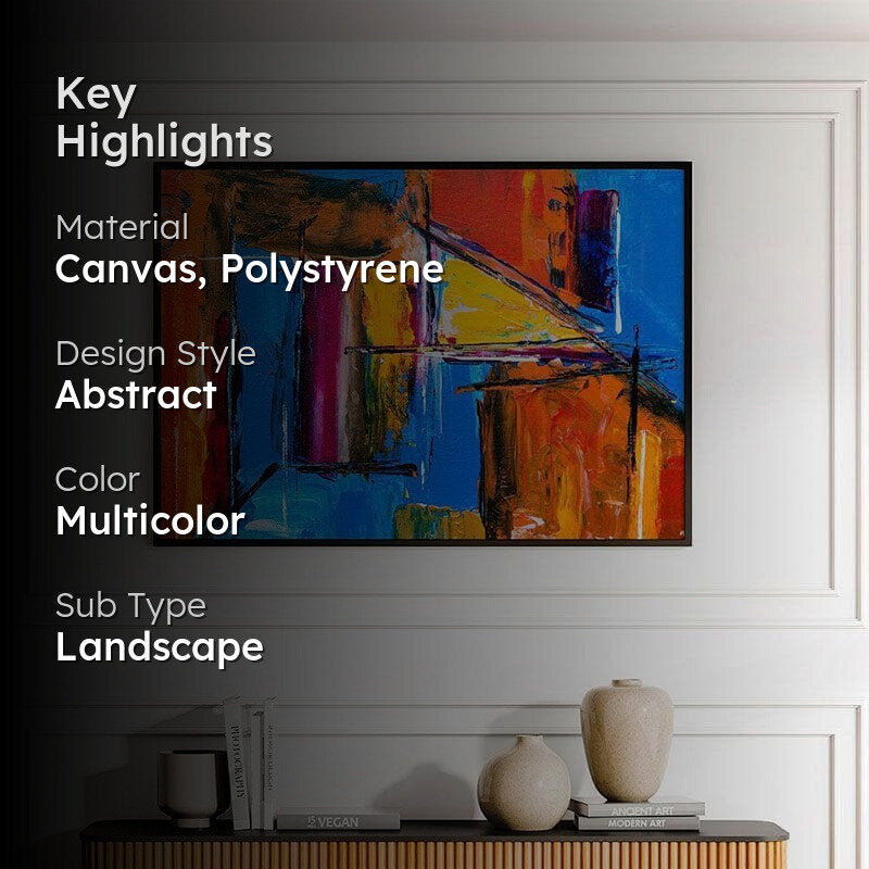 Abstract Remix Blue Canvas Wall Painting - Black Frame media 2