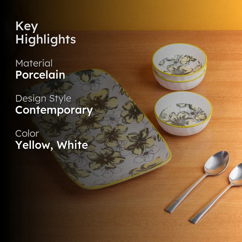 Aqua Leaf Porcelain Platter - Four Piece Set media 2