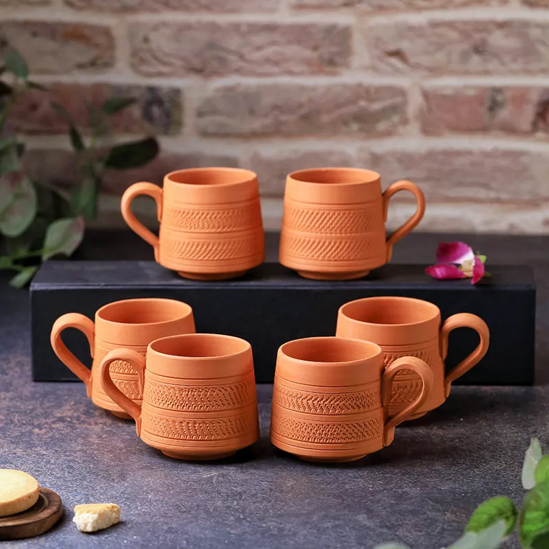 Claysip Terracotta Tea Cup (160 mL Each) -  Set of Six media 1