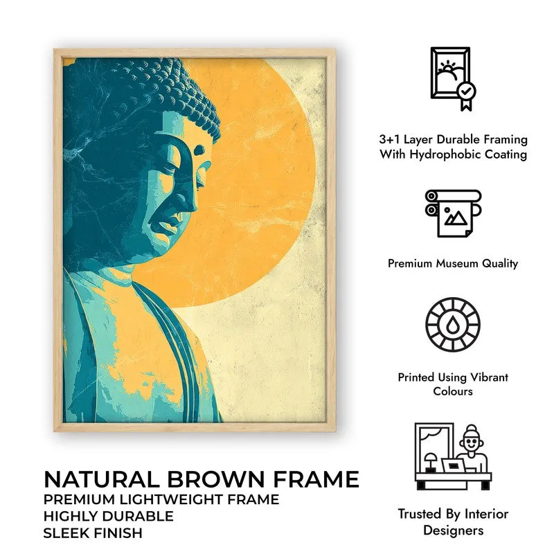 Peaceful Buddha In Meditative Calm I Archival Paper Wall Painting With Brown Frame media 9