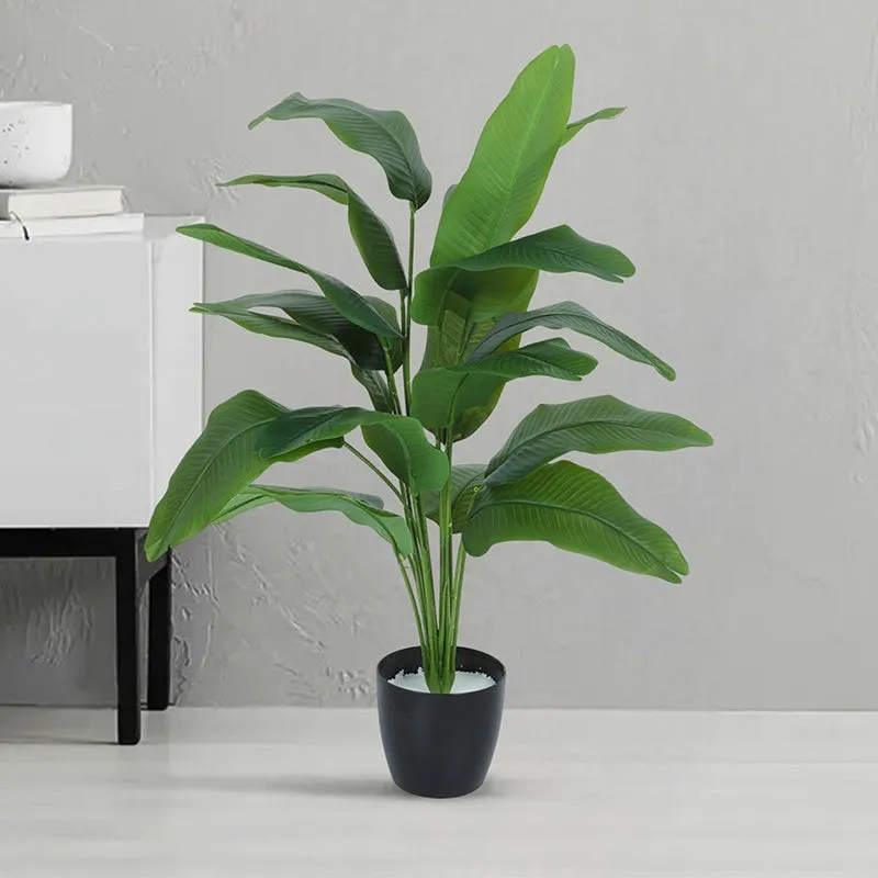 Grover Artificial Banana Plant With Black Plastic Pot - 2.5 Feet media 3
