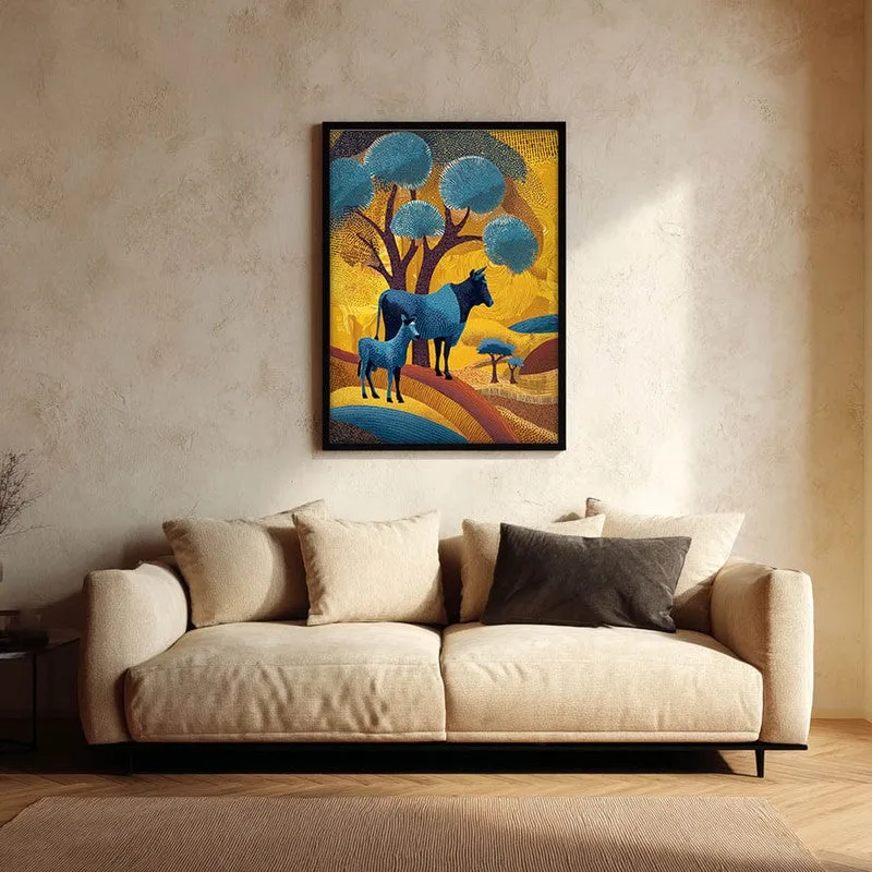Golden Horizon Canvas Wall Painting With Black Frame media 3