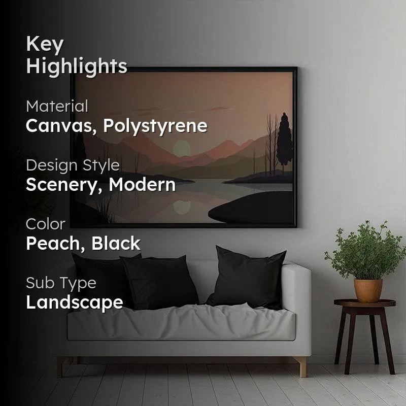 Minimalist Sunset Canvas Painting - Black Frame media 2