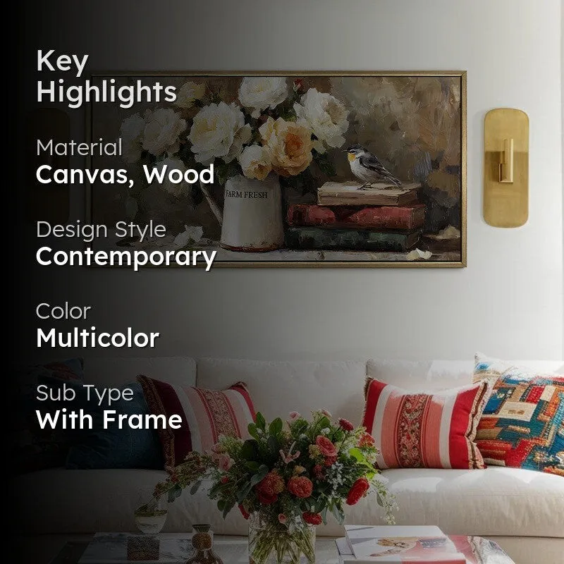 Bookish Bloom Canvas Wall Painting With Frame media 2