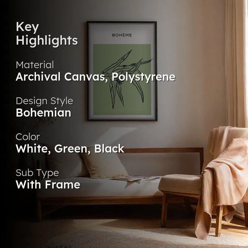 Calm Foliage Canvas Wall Painting With Black Frame media 2