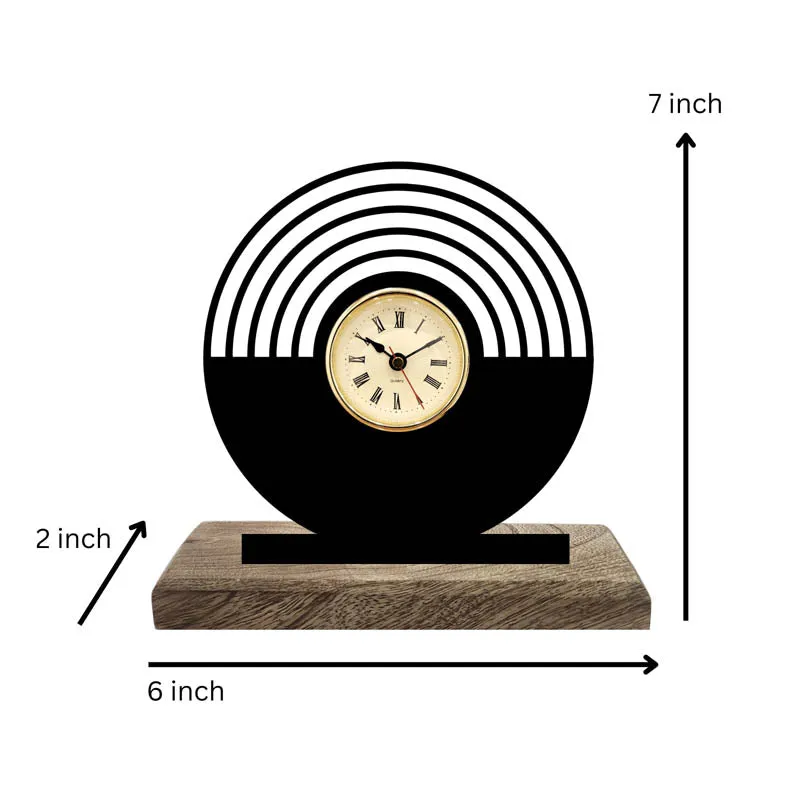 Spiral Flux Iron & Mango Wood Table Clock media 5