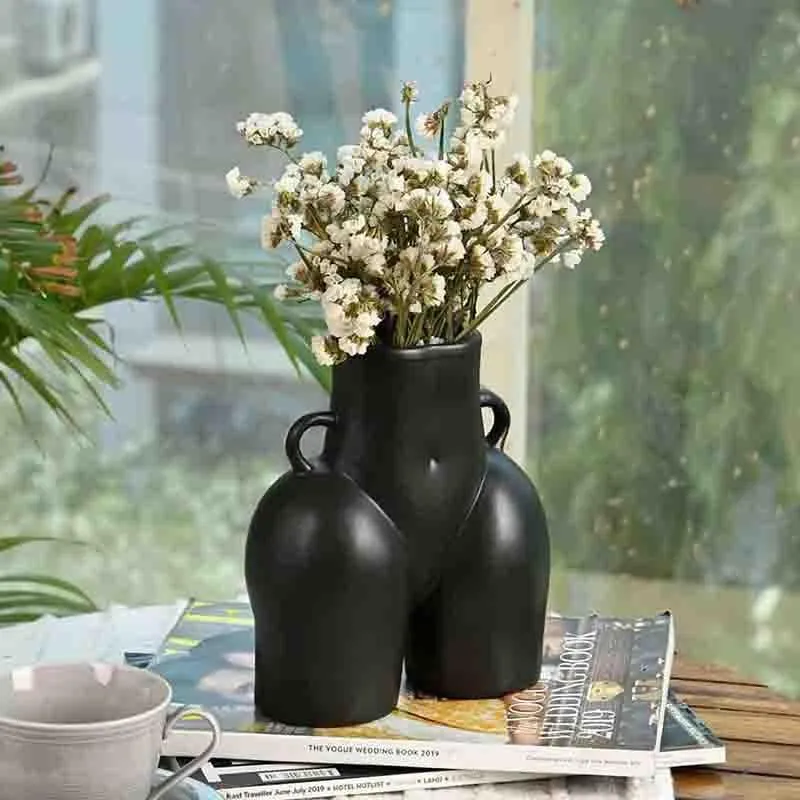 Greek Goddess Vase - Black media 1