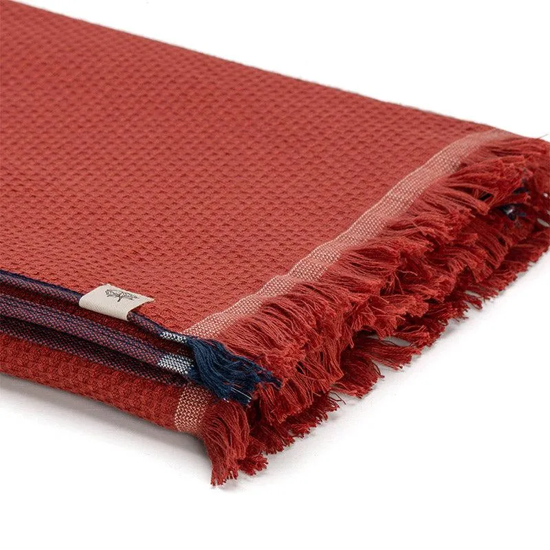 Gamchha Terry Cotton Bath Towel - Red media 4