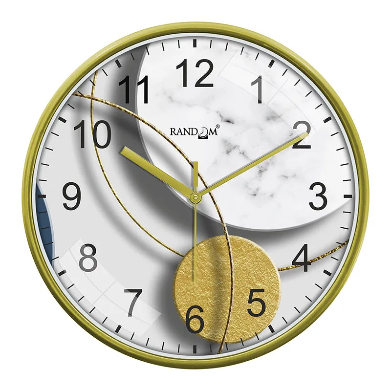 Stone & Gold Plastic Analog Wall Clock media 6