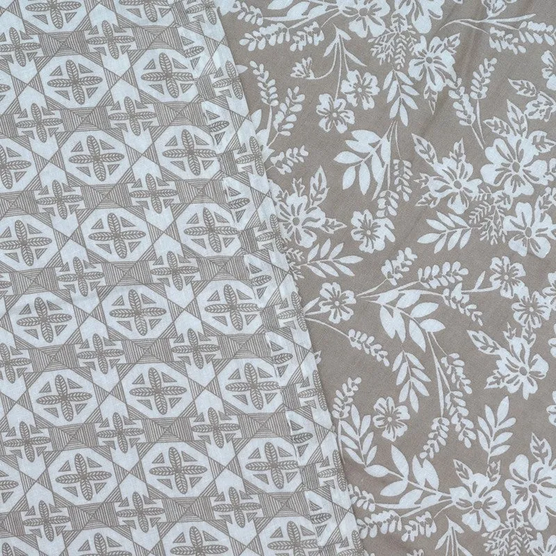 Floral Sprinkle Printed Cotton Dohar (Brown) - 120 GSM media 5