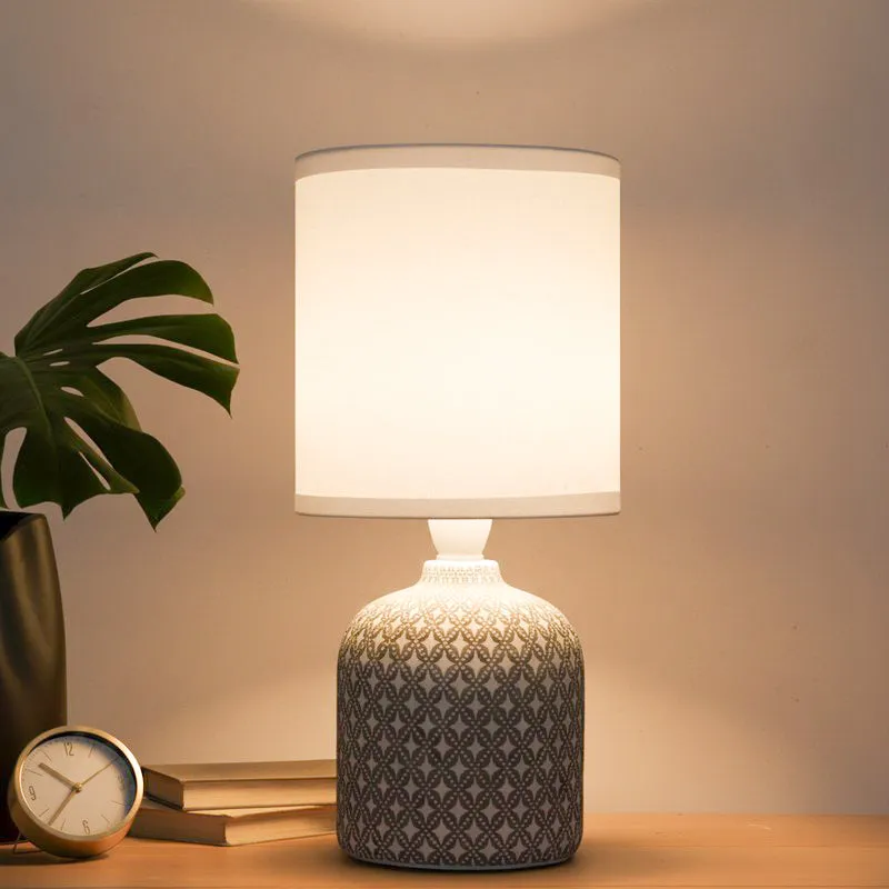 Moroccan Mist Concrete LED Fabric Table Lamp - Grey media 1