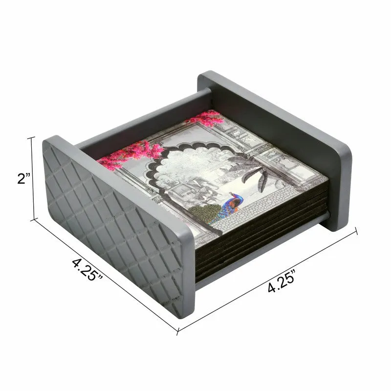 Marble Luxe Wooden Coasters with Holder - Seven Piece Set media 7