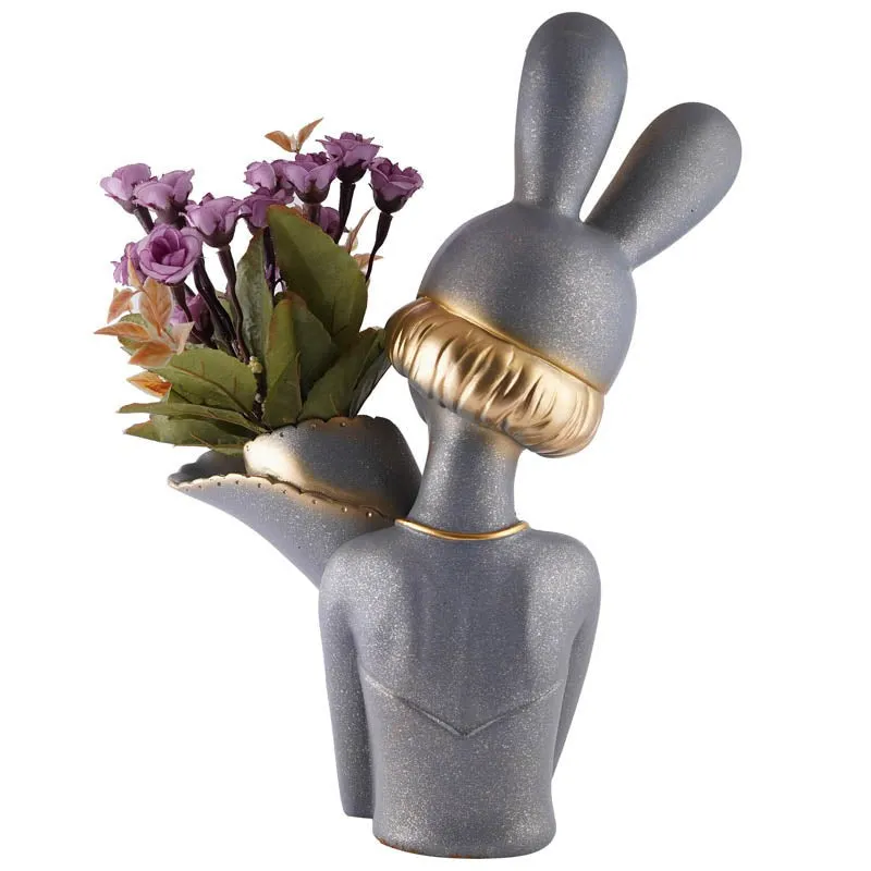 Thaisa Polyresin Vase - Charcoal & Gold media 6