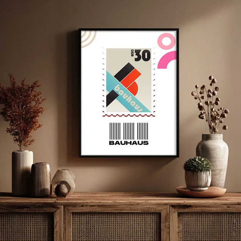 Postal Stamp Archival Canvas Wall Art - Black Frame media 3