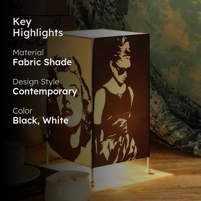 The Icons Fabric Table Lamp - Black,White media 2