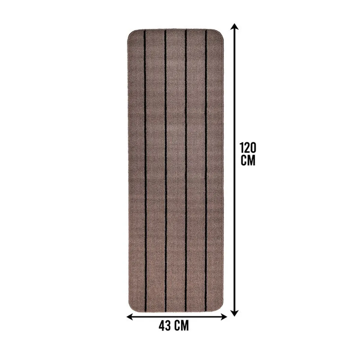 Beige striped runner shown from above