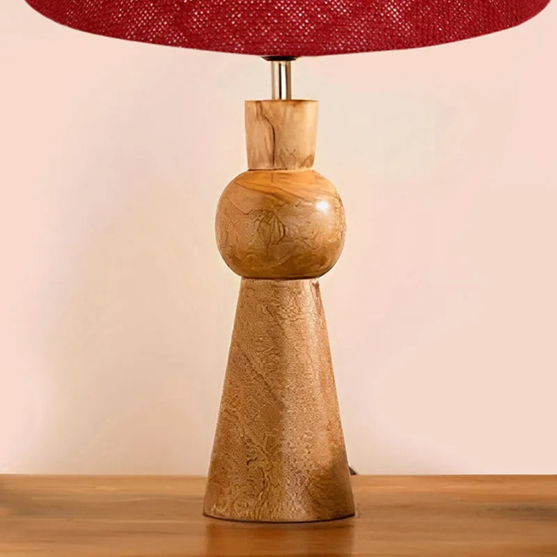Angler Neo Jute Wooden Table Lamp - Maroon,Brown media 3