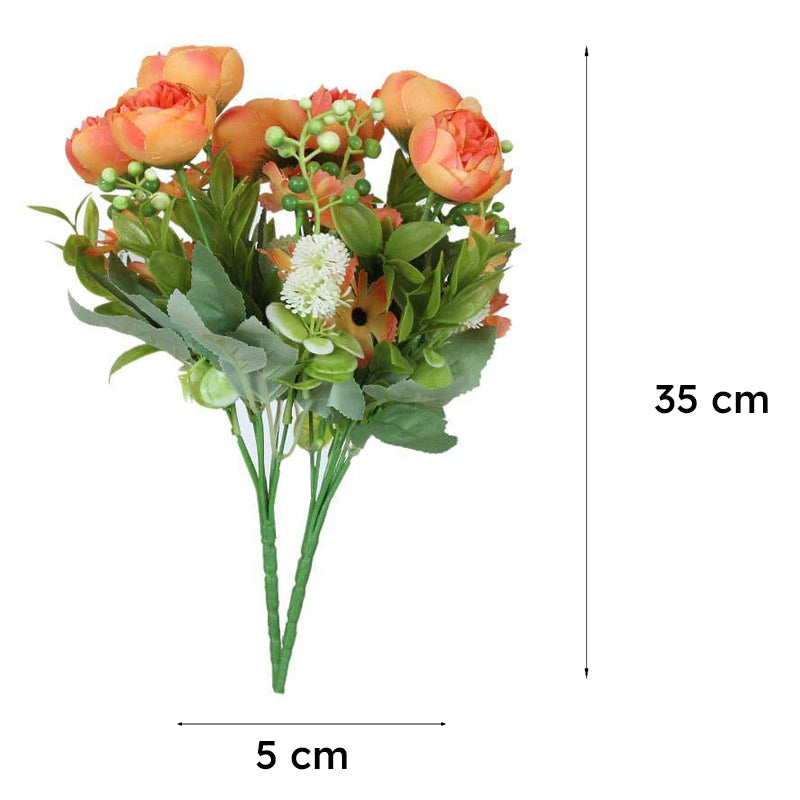 Faux Tropicana Rose Bunch (Orange)- Set Of Two media 5