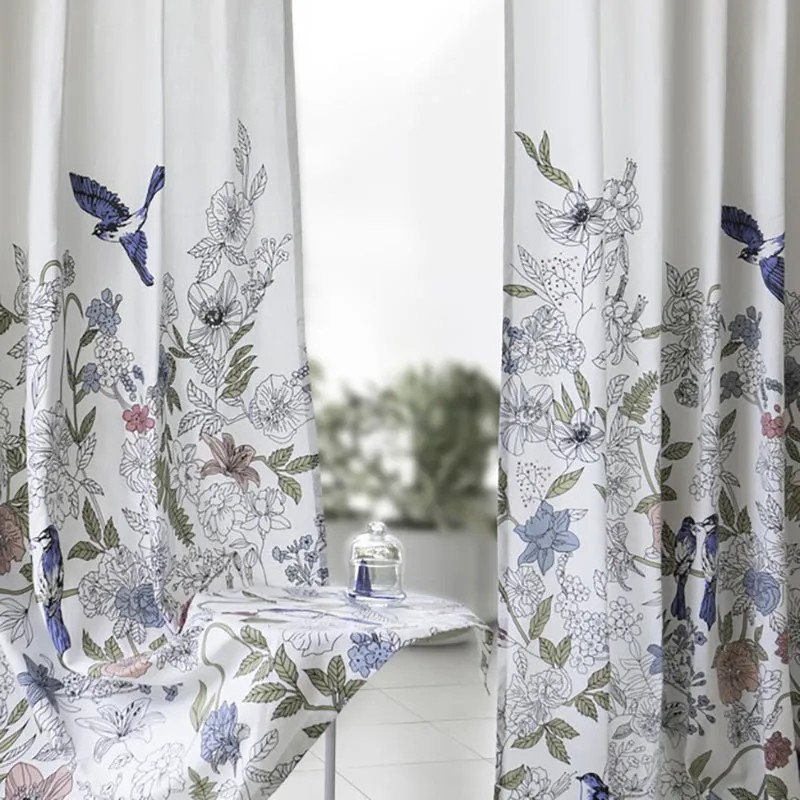 Tranquebar Home Forest Canopy Cotton Curtains(Blue) - Set Of Two media 4