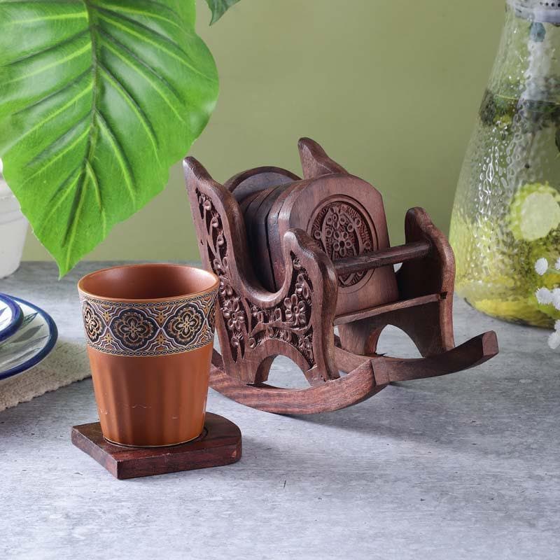 Rocking Chair Carved Coaster - Set Of Six media 3