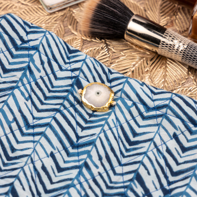 Azure Chevron Fabric Travel Pouch media 5