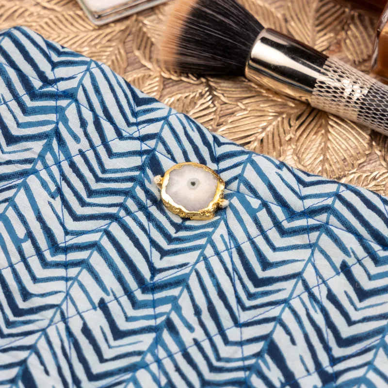 Azure Chevron Fabric Travel Pouch media 5