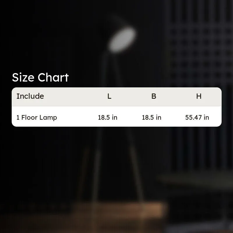 Size chart image for one floor lamp