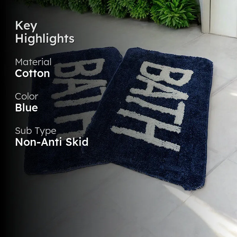 Trama Cotton Bath Mat (Blue) - Set Of Two media 2