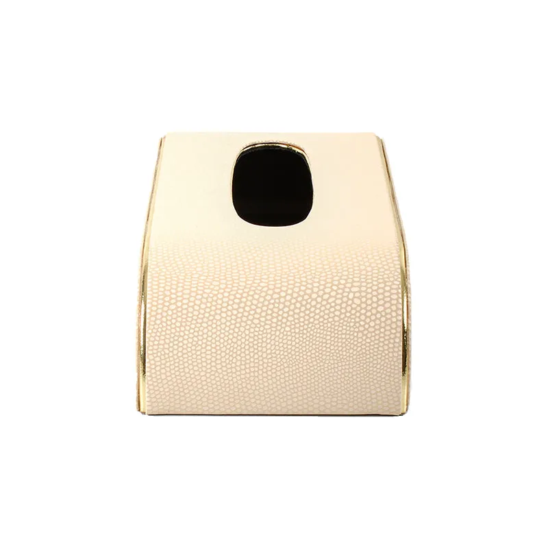 Tisquo Curve Faux Leather Tissue Box - Ivory media 4