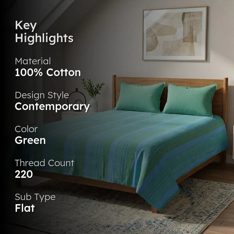 Parallel Peace Cotton Bedsheet (Green) - 220 TC media 2