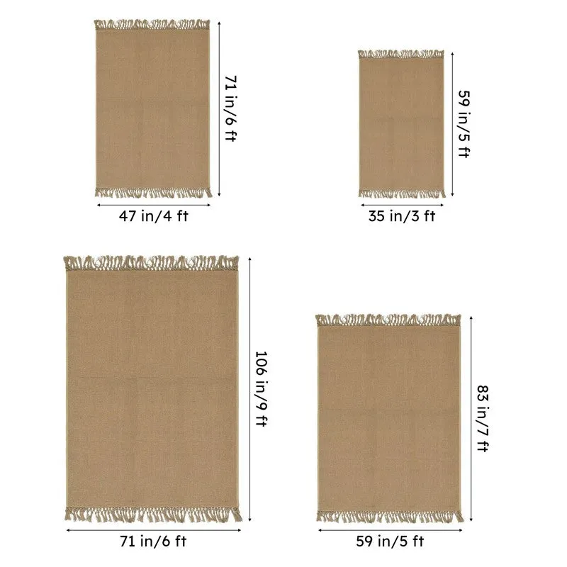 Saral Home Santra Anti-Slip Jute Cotton Area Rug with Fringe media 7