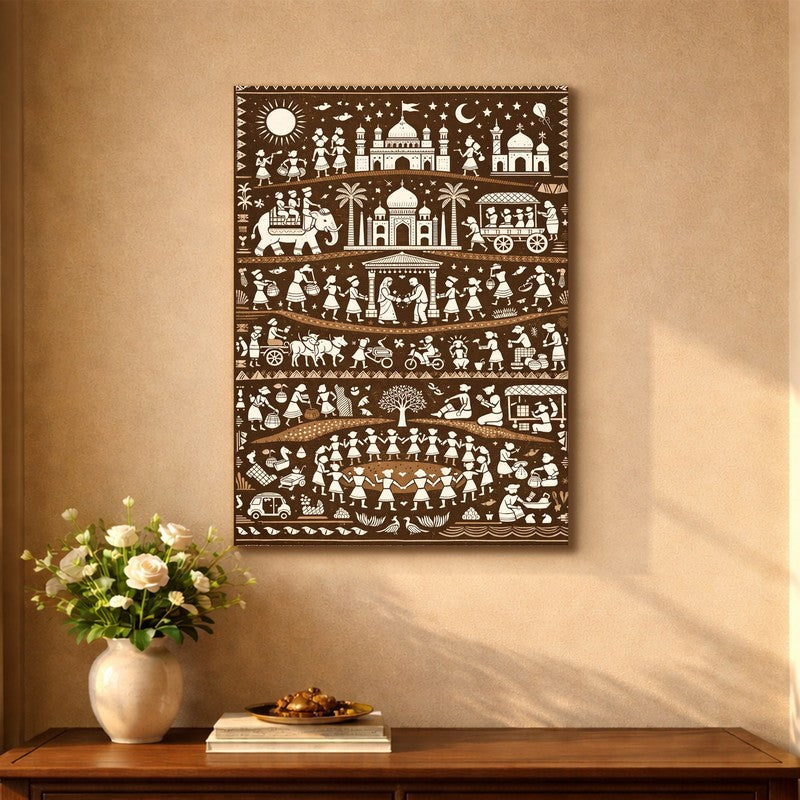 Warli Life Canvas Wall Art & Paintings media 5