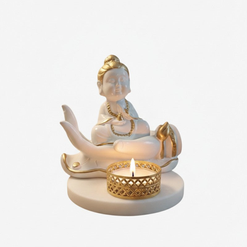 Buddha Hand Resin Round Tea Light Candle Holder media 6