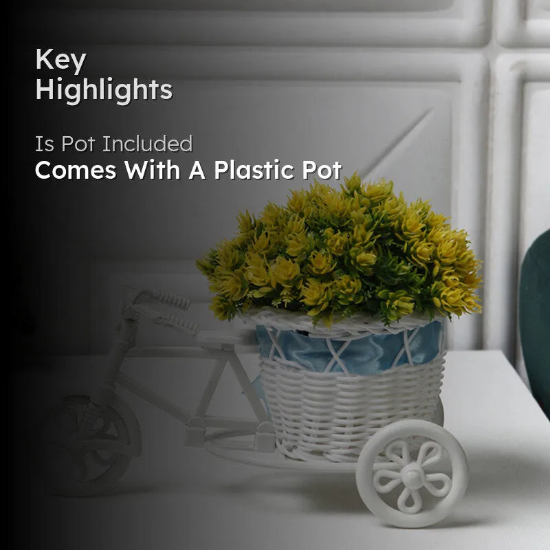 Faux Yellow Flower Plant On Mini Cycle Rikshaw media 2