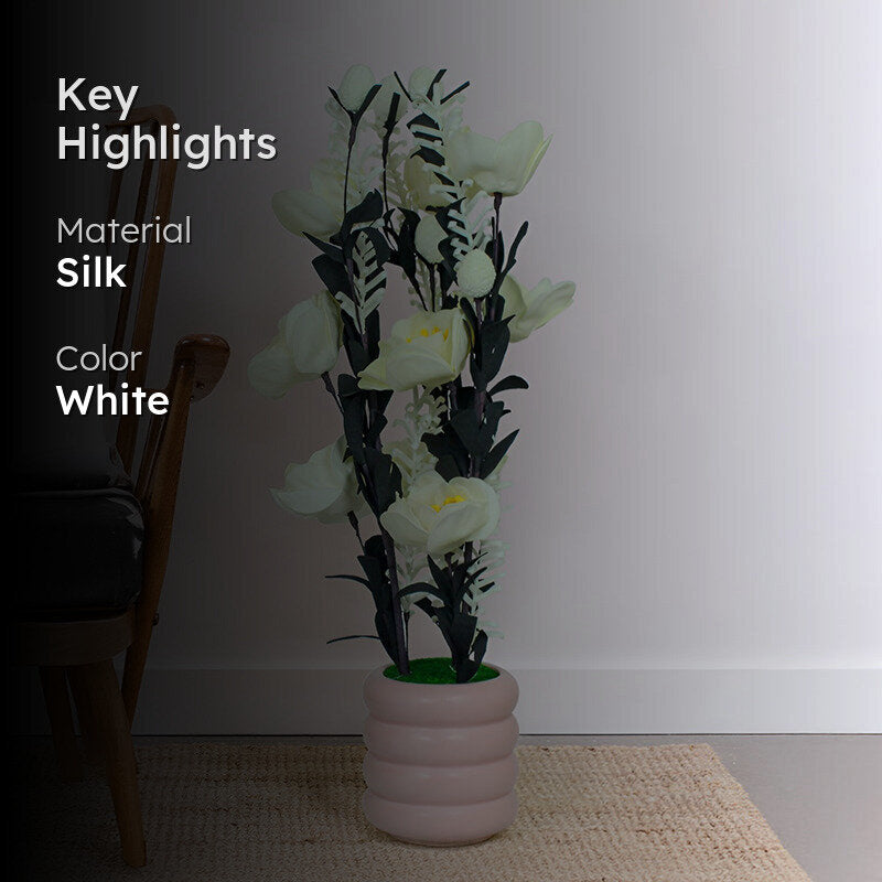 Petal Eterna Artificial Flower With Pot - White media 2