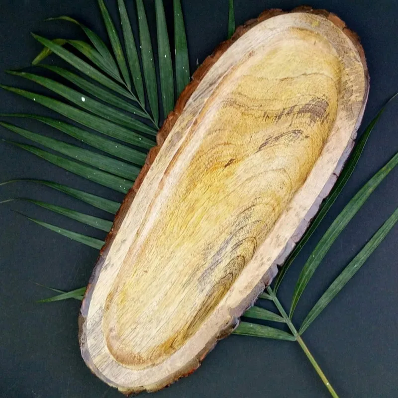 BarkServe Oblong Mango Wood Serving Platter media 7