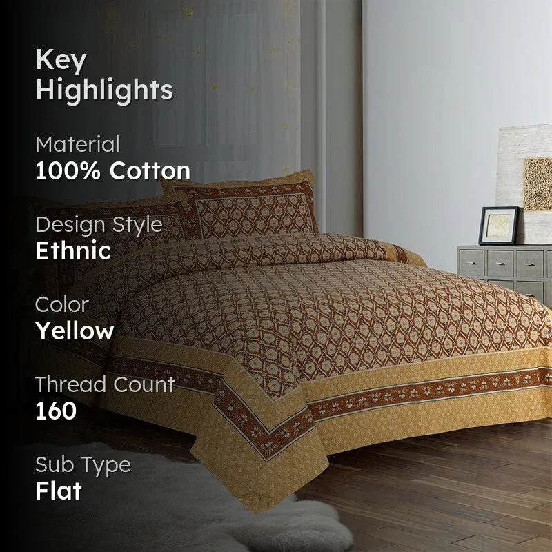 Opala Printed Cotton Bedsheet (Brown) - 160 TC media 2