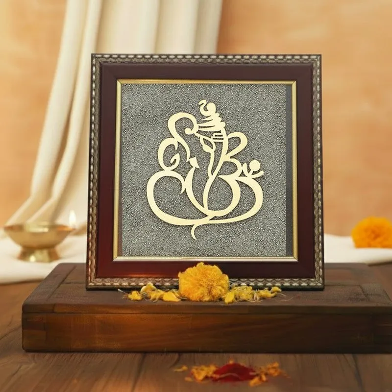 Divine Lord Ganesh Pyrite & Wood Wall Art media 3