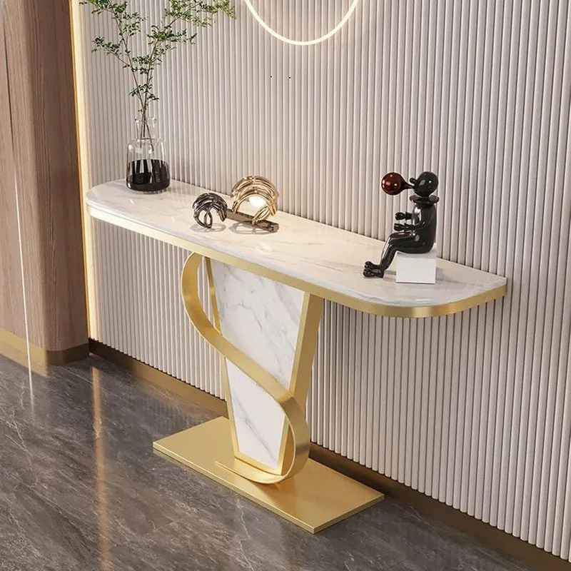 Bold Metal Console Table with Marble Top - Small media 1