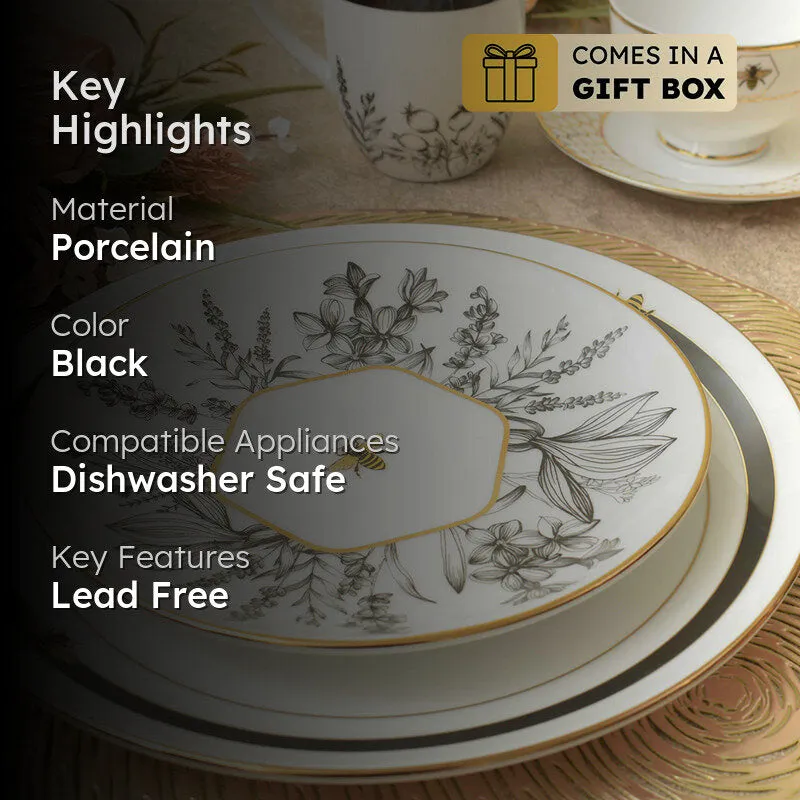 Gilded Bee 24k Gold Brushed Porcelain Dinner Set - 33 Piece Set media 2