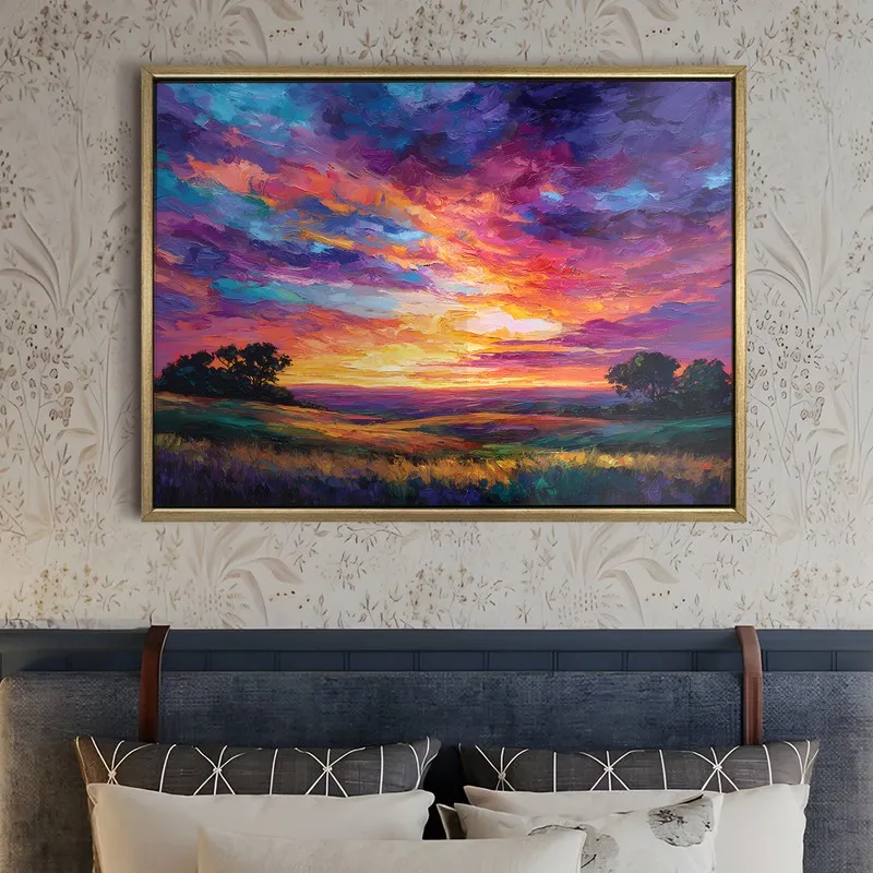 Sunfire Glow Canvas Wall Painting With Frame media 5